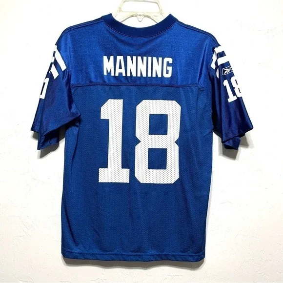 Reebok Manning Colts Blue & White Jersey Kids L 14-16 NFL Woman’s Size XS - Picture 6 of 6